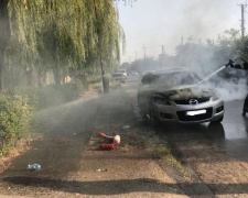 Пожар в Кривом Роге: огонь охватил иномарку возле жилого дома (ФОТО)