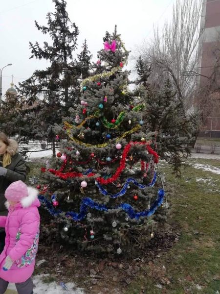 Жители одного из районов Кривого Рога самостоятельно украсили елку (фото)