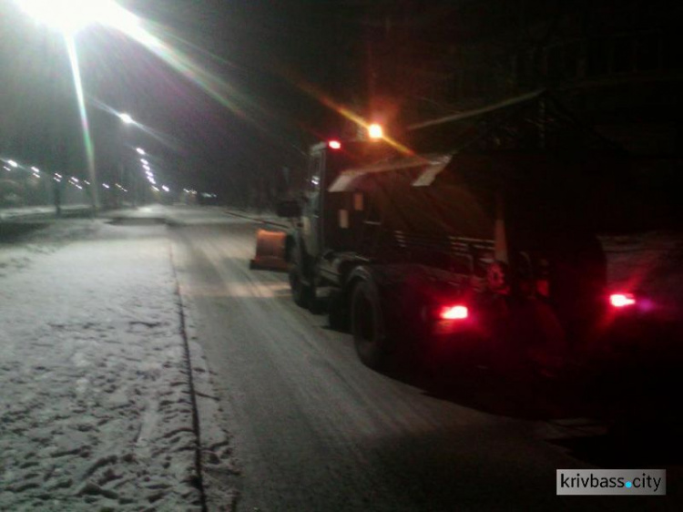 В Кривом Роге работы по расчистке снега велись всю ночь (ФОТО)