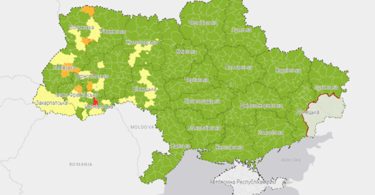 Скріншот карти Центру громадського здоров'я