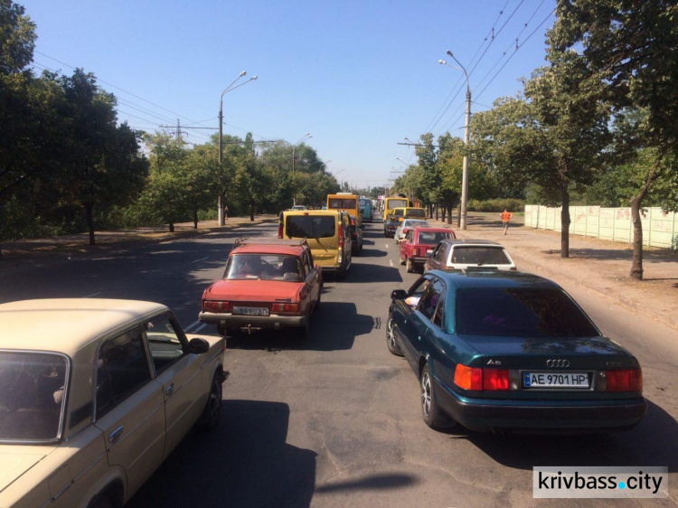 Из-за ремонта дорог в Кривом Роге образовалась пробка (ФОТО)