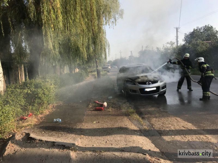 Пожар в Кривом Роге: огонь охватил иномарку возле жилого дома (ФОТО)