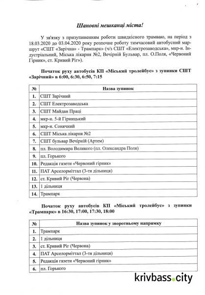 На період карантину швидкісний трамвай у місті замінить автобусний маршрут«СШТ «Зарічна» - Трампарк»