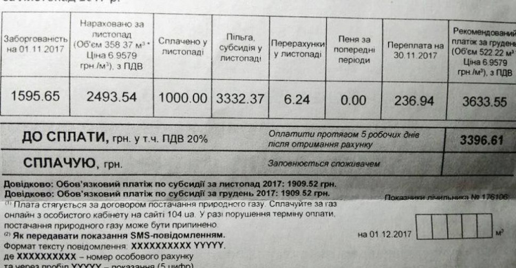 Криворожанам на заметку: в платежках за газ появилась новая графа