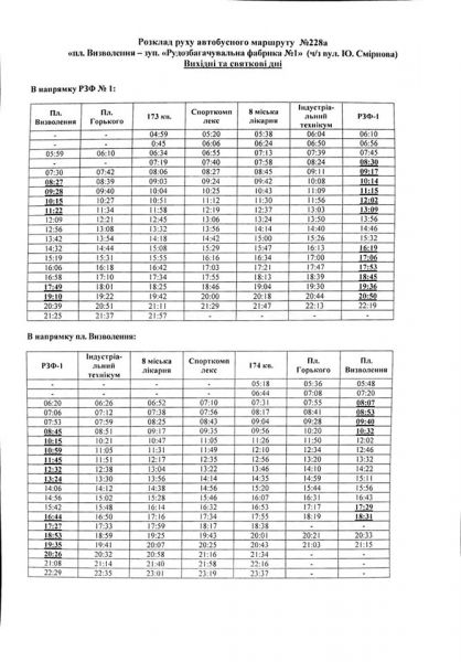 Изменение расписания автобусов №4, 228 и 228А: в отделе транспорта опубликовали новый график движения автобусных маршрутов Кривого Рога (граф
