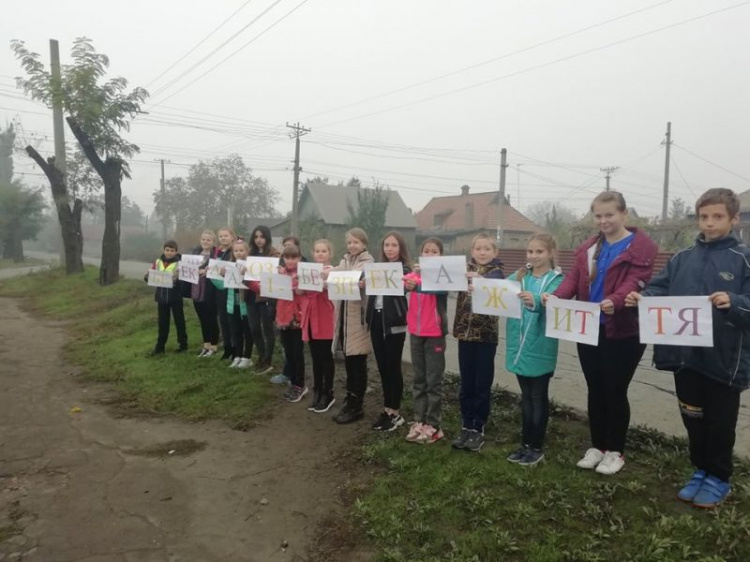 В Кривом Роге ученики одной из школ провели акцию «Безопасная дорога к школе» (фото)