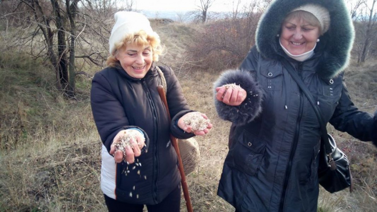 81-летняя жительница Кривого Рога вместе с единомышленниками высаживает лес на отвалах (ФОТО)